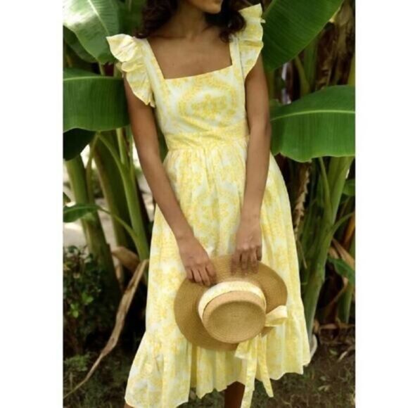 Monsoon and Beyond Dresses & Skirts - monsoon and beyond by Vera sofia frangipani yellow Midi Dress size small